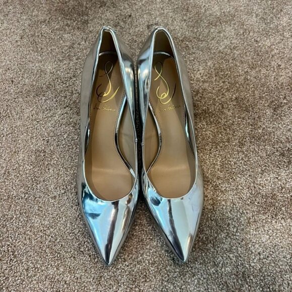 Sam Edelman Metallic SIlver Pointed Toe Heel Pumps Size 6.5 - Picture 3 of 7